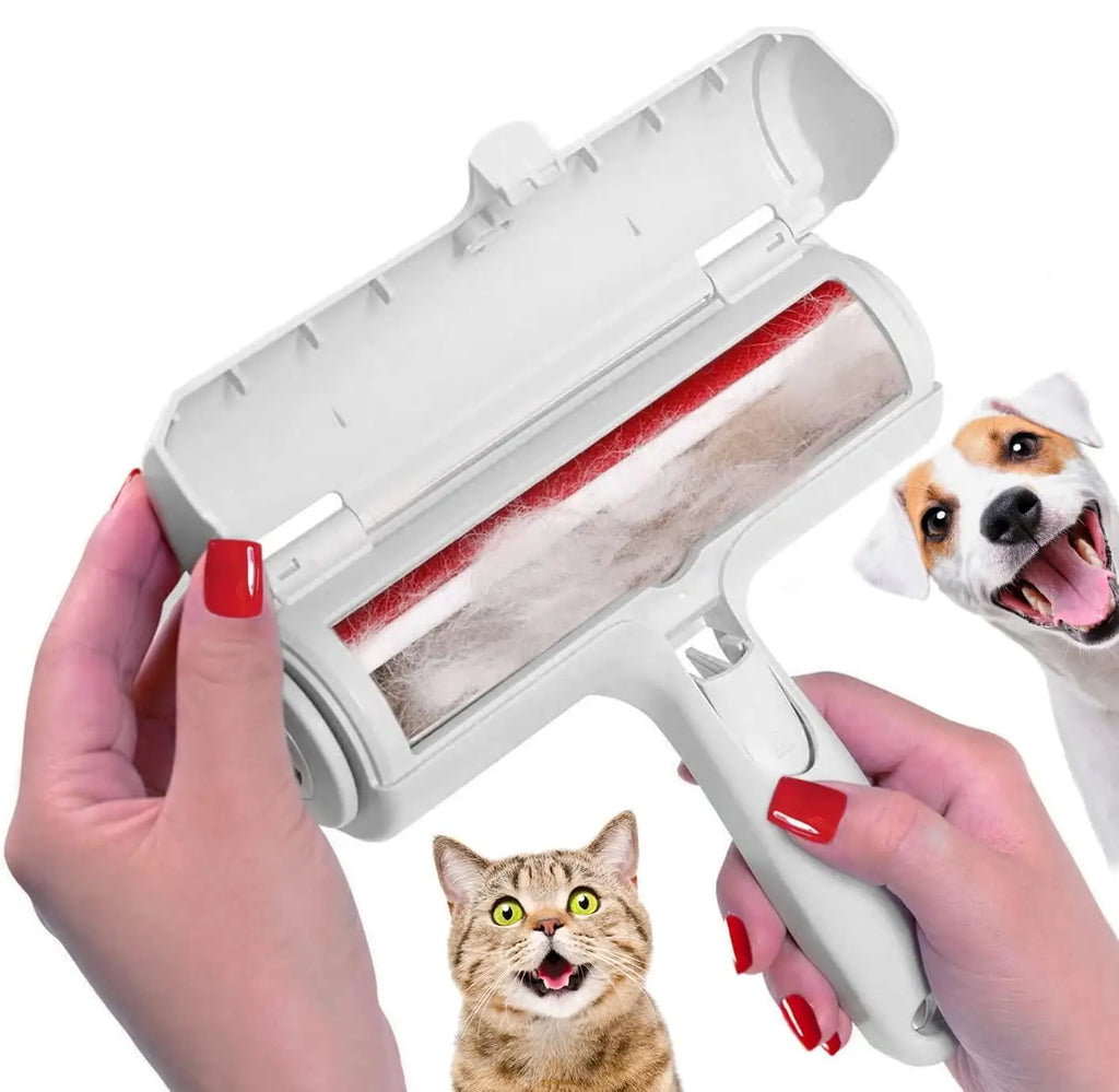Rouleau anti-poils pour chiens et chats avec base autonettoyante.